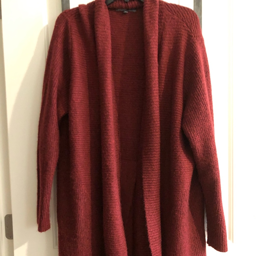 Long Brick Red Cozy Cardigan NWOT